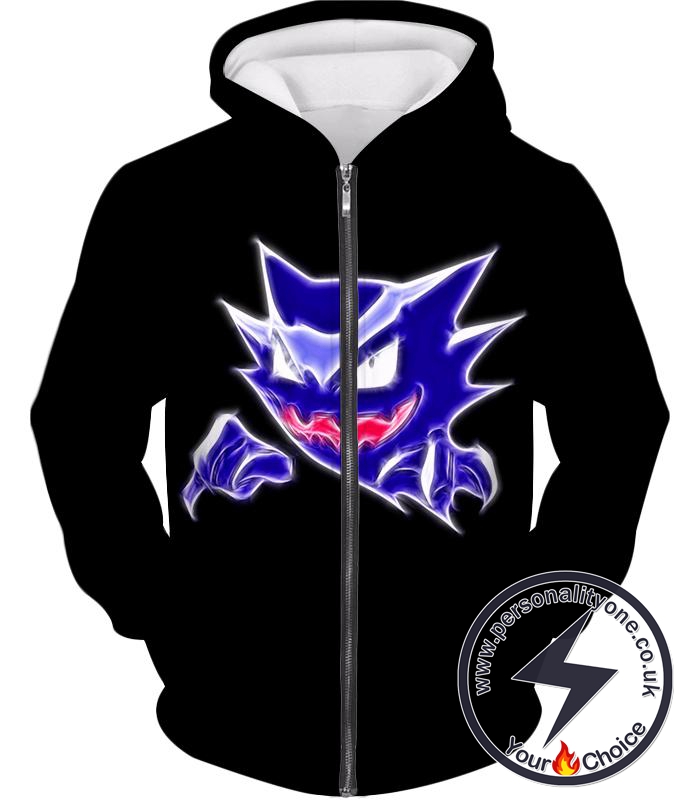 Pokemon Favourite Ghost Type Pokemon Haunter Anime Black Zip Up Hoodie